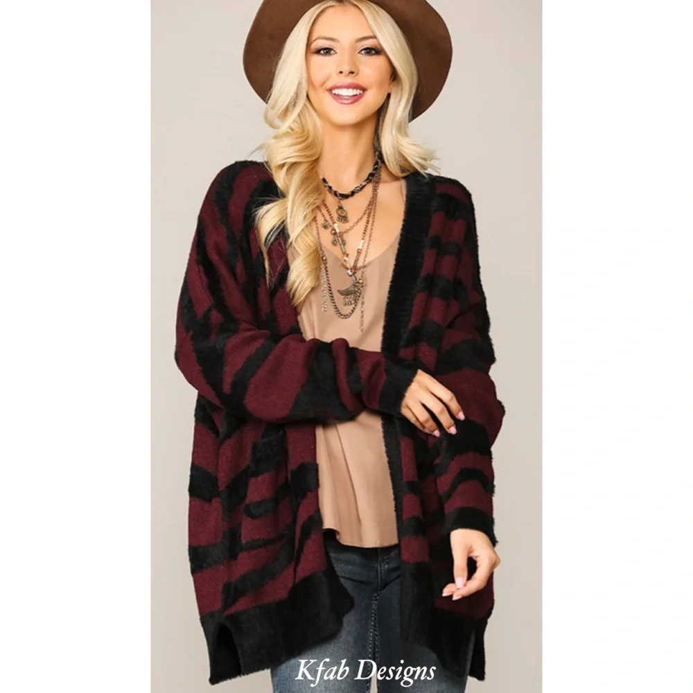 ❤️LAST 2! Super Soft Zebra Pattern Slouchy Cardigan w/Pockets! - Picture 5 of 8